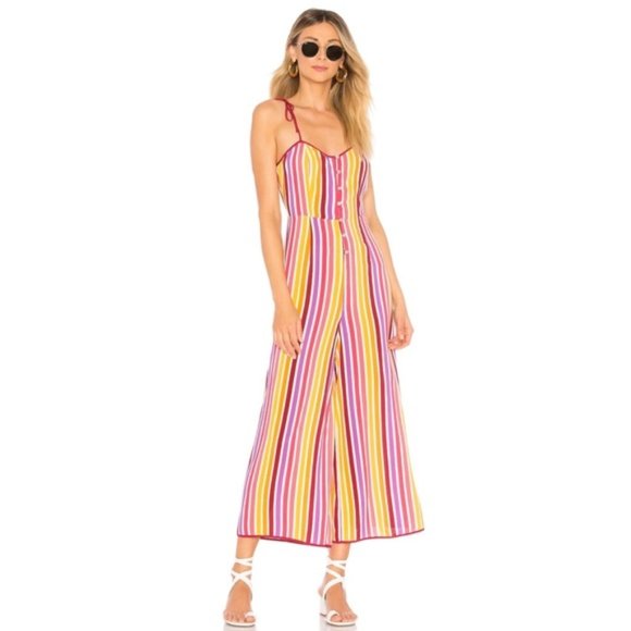 Tularosa Jann Jumpsuit in Tonal Red Stripe - Picture 1 of 7